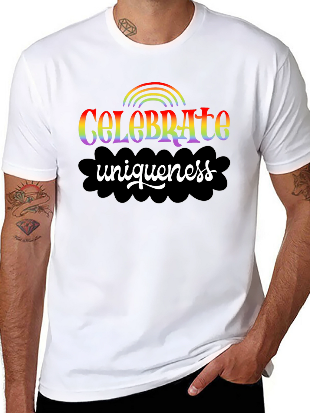 Celebrate Uniqueness Rainbow Graphic Tee
