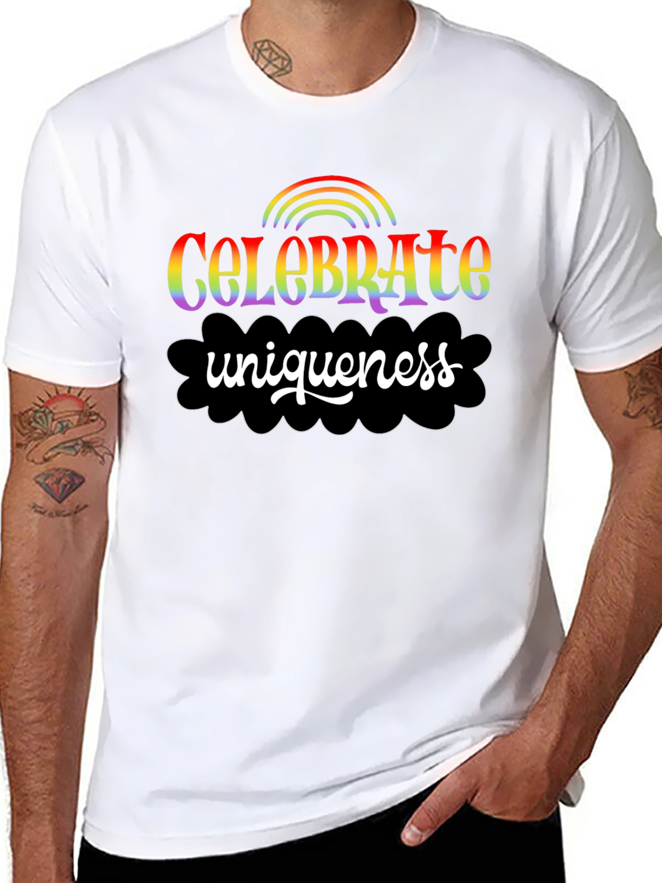 Celebrate Uniqueness Rainbow Graphic Tee