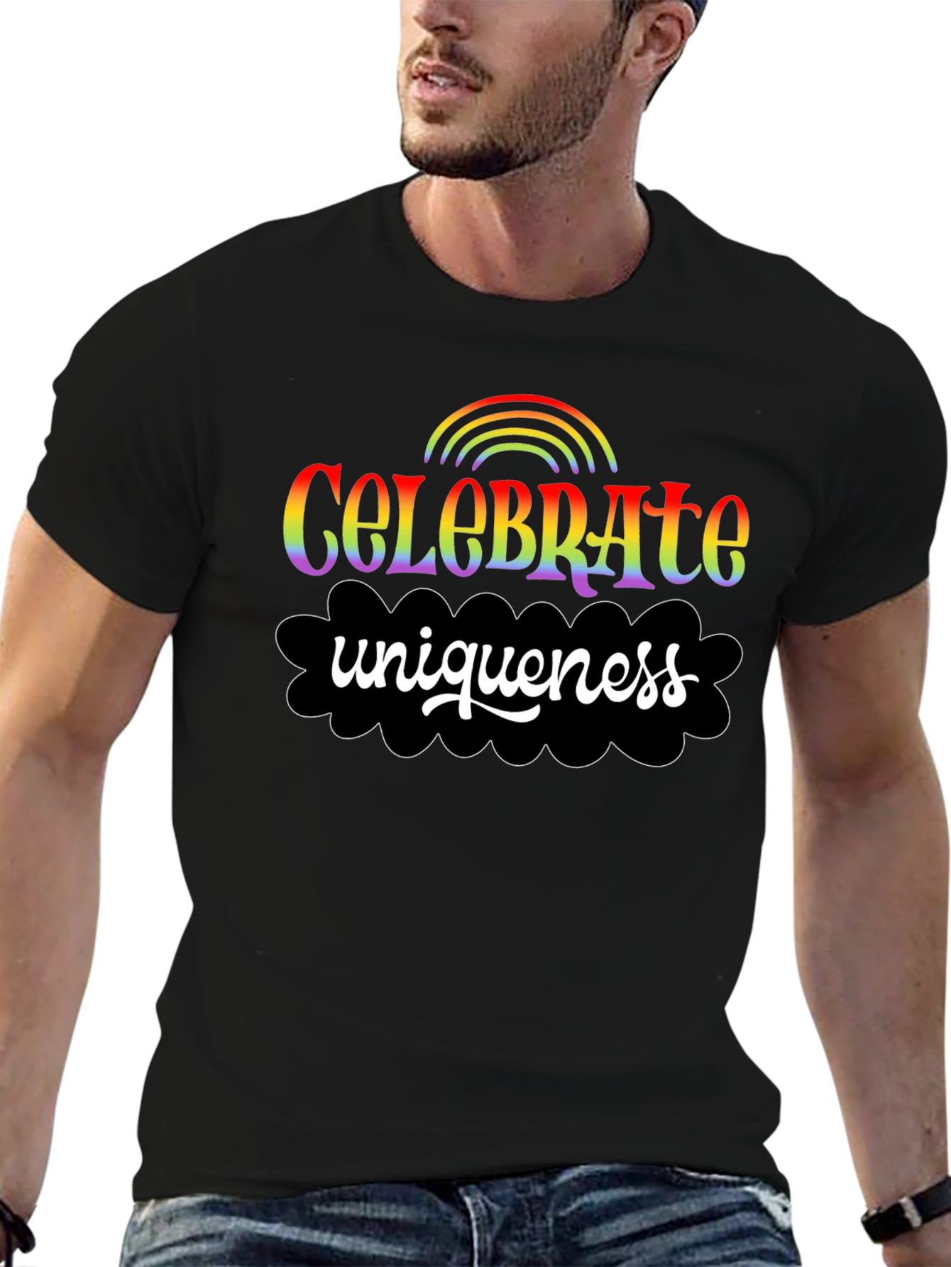 Celebrate Uniqueness Rainbow Graphic Tee
