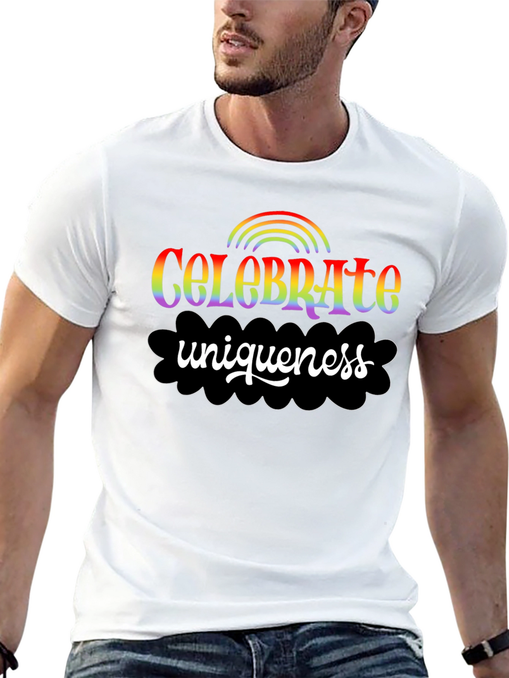 Celebrate Uniqueness Rainbow Graphic Tee