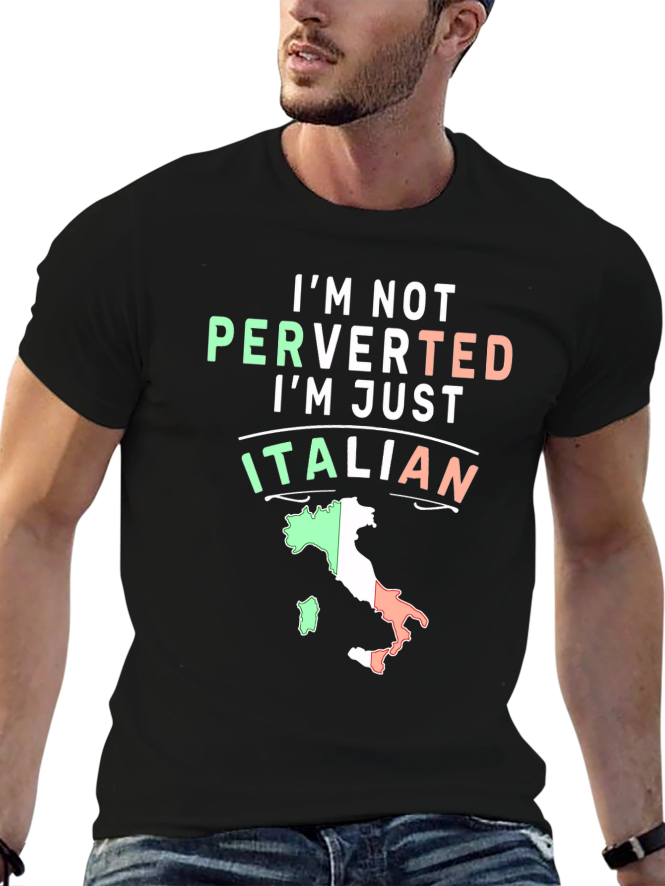 Italian Pride Graphic Tee - Humorous Black T-Shirt