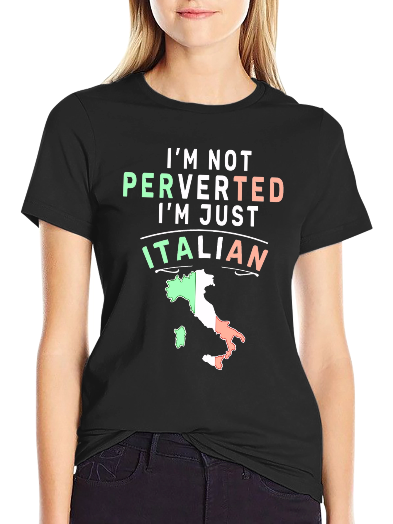 Italian Pride Graphic Tee - Humorous Black T-Shirt
