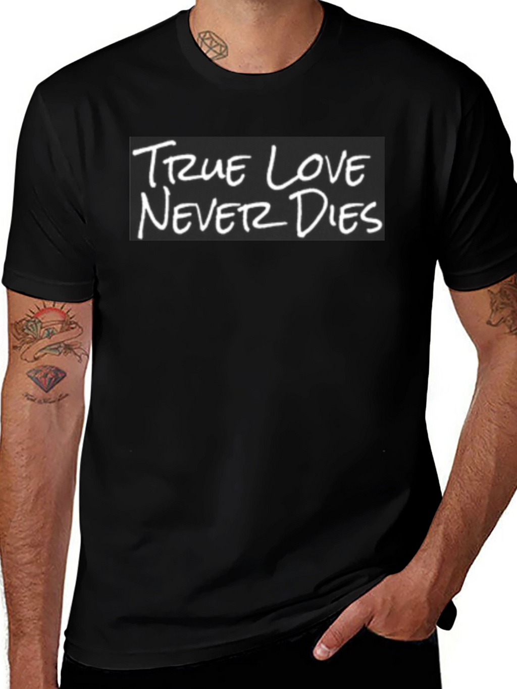 True Love Never Dies Graphic T-Shirt - Black