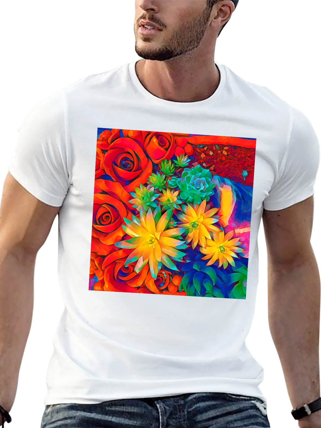 Floral Graphic Tee - Vibrant Abstract Design