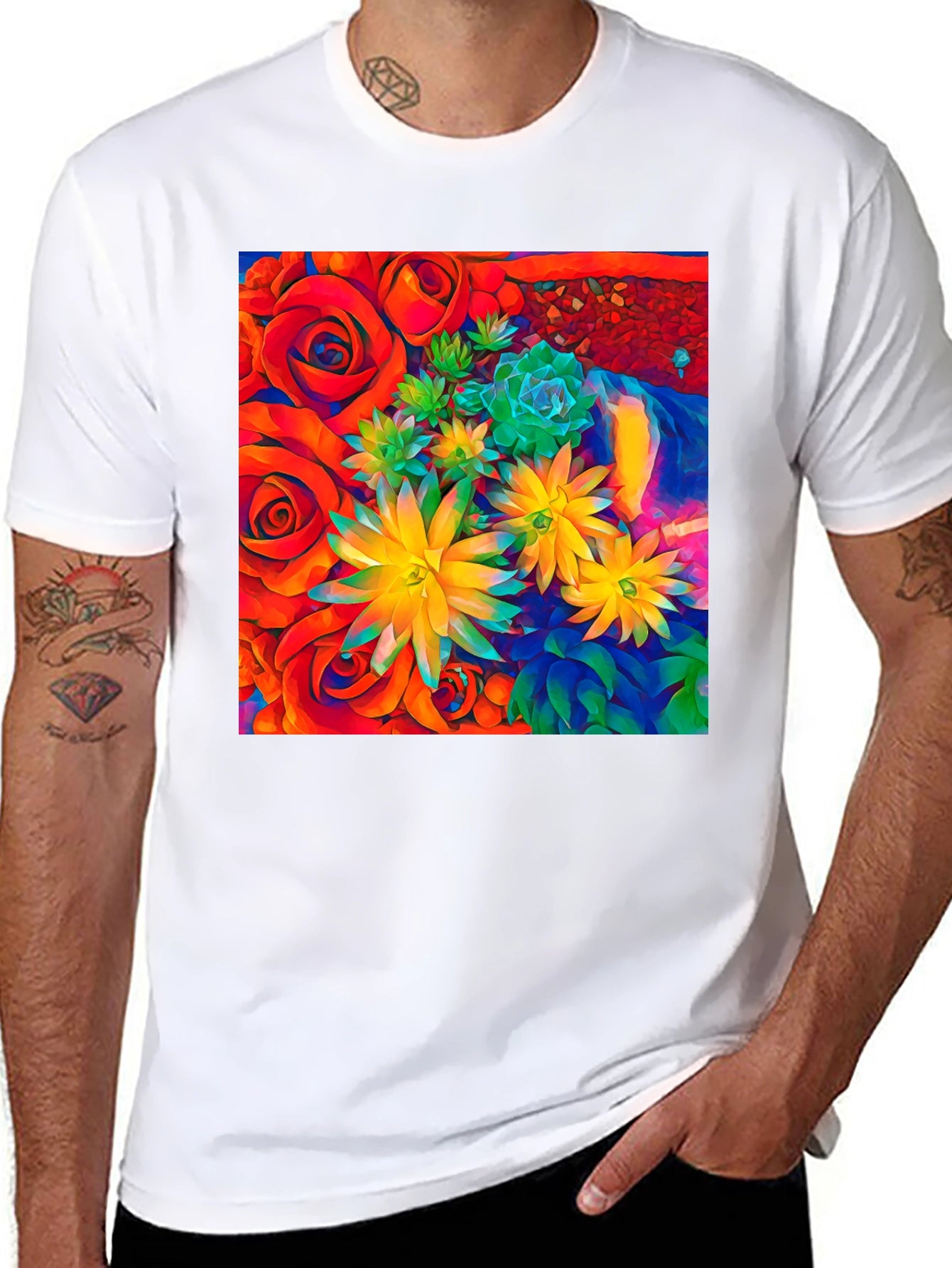 Floral Graphic Tee - Vibrant Abstract Design