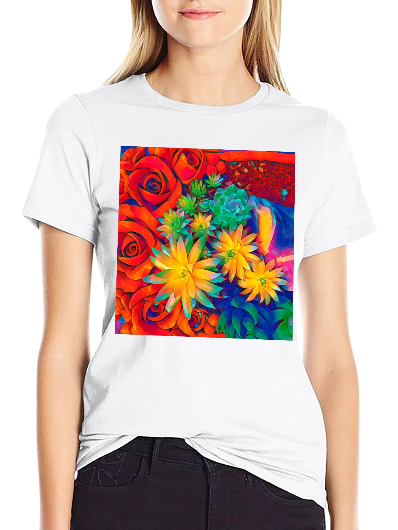 Floral Graphic Tee - Vibrant Abstract Design