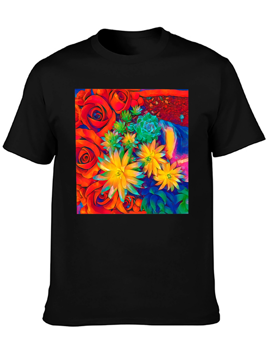 Floral Graphic Tee - Vibrant Abstract Design