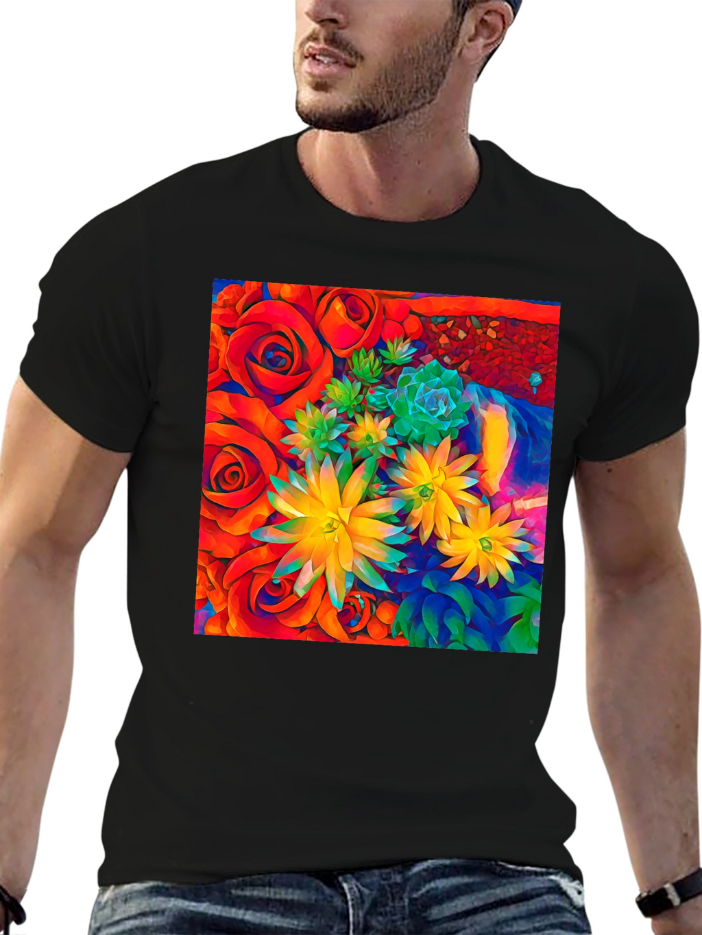 Floral Graphic Tee - Vibrant Abstract Design