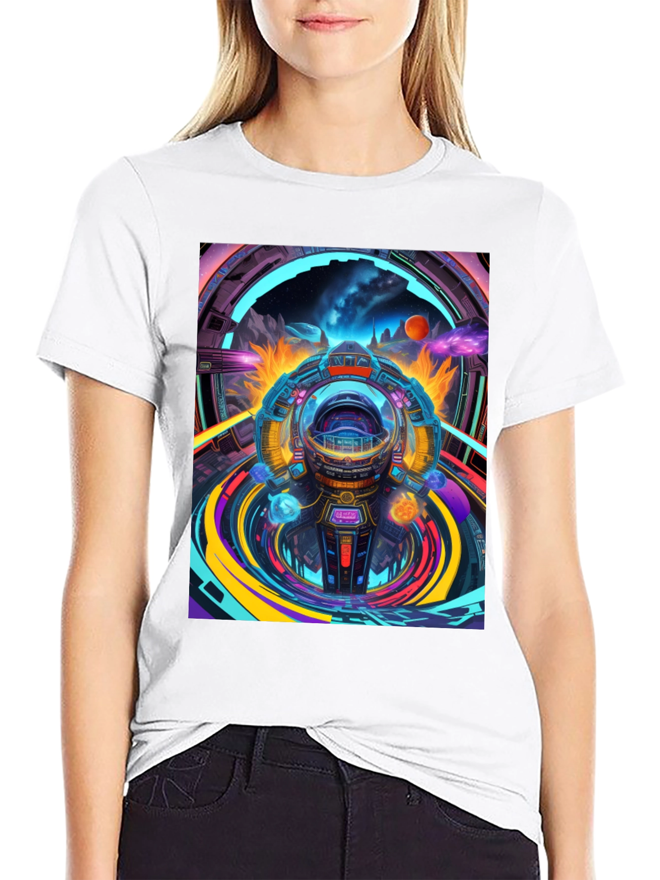 Sci-Fi Portal T-Shirt - Black Graphic Tee