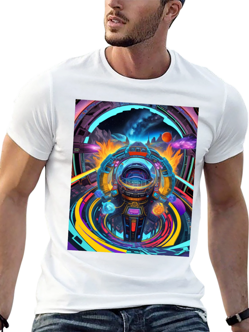 Sci-Fi Portal T-Shirt - Black Graphic Tee