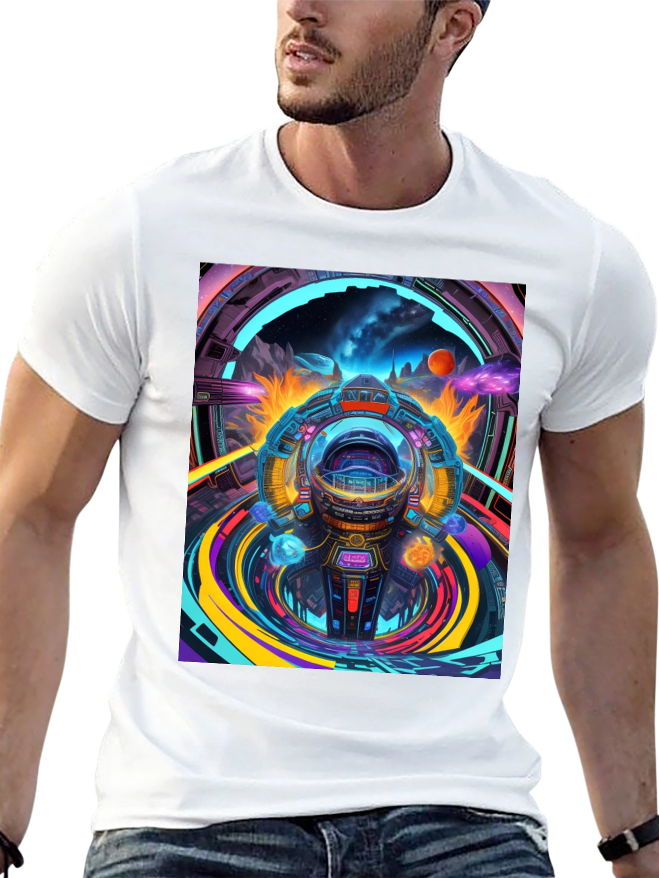 Sci-Fi Portal T-Shirt - Black Graphic Tee