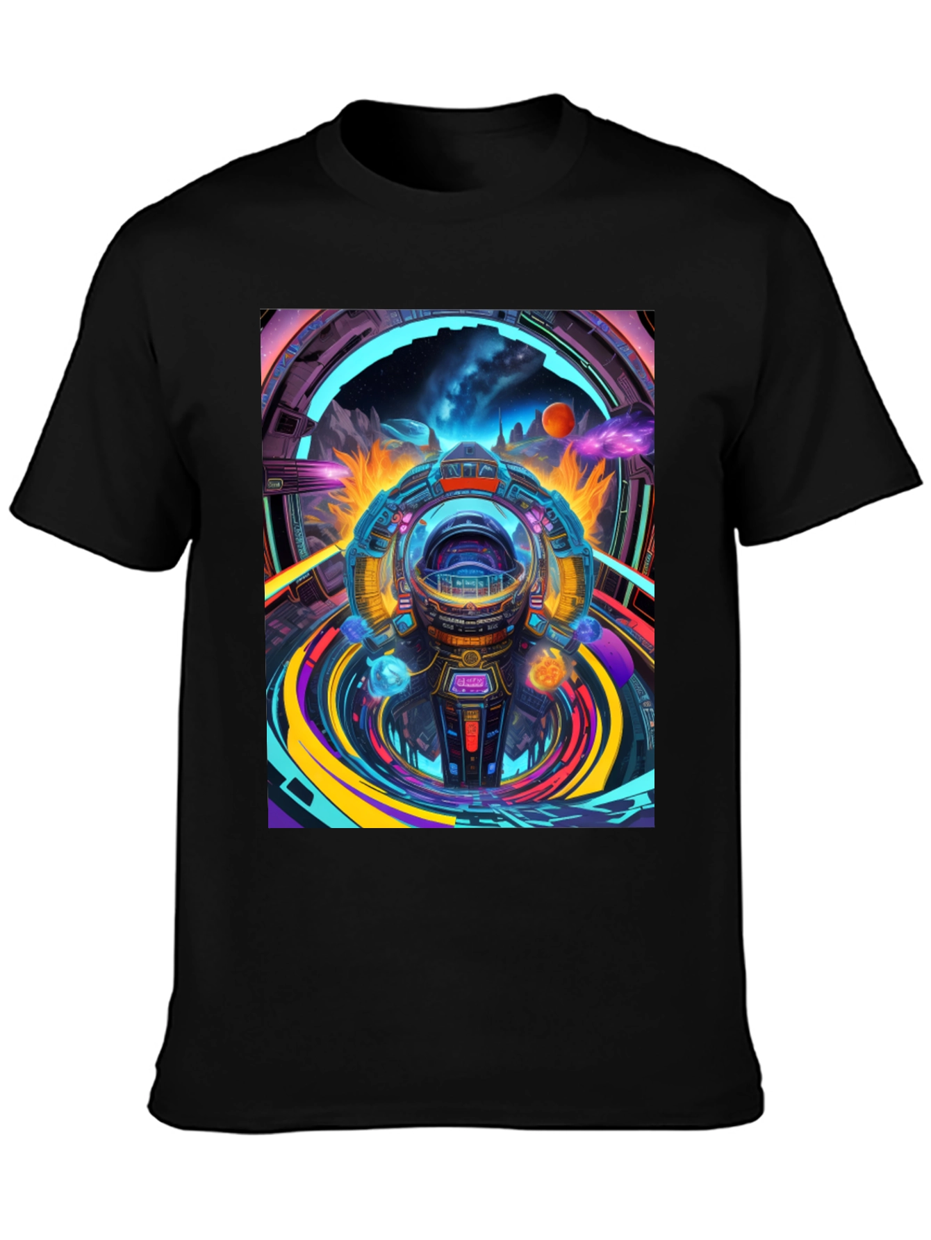 Sci-Fi Portal T-Shirt - Black Graphic Tee