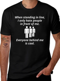 Hate People in Line Funny Black T-Shirt