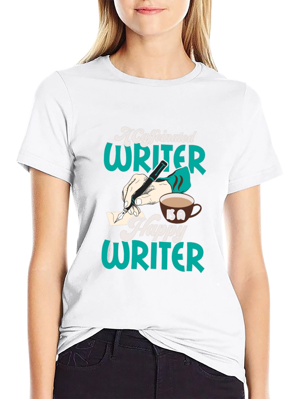 Caffeinated Writer Graphic Tee - Black