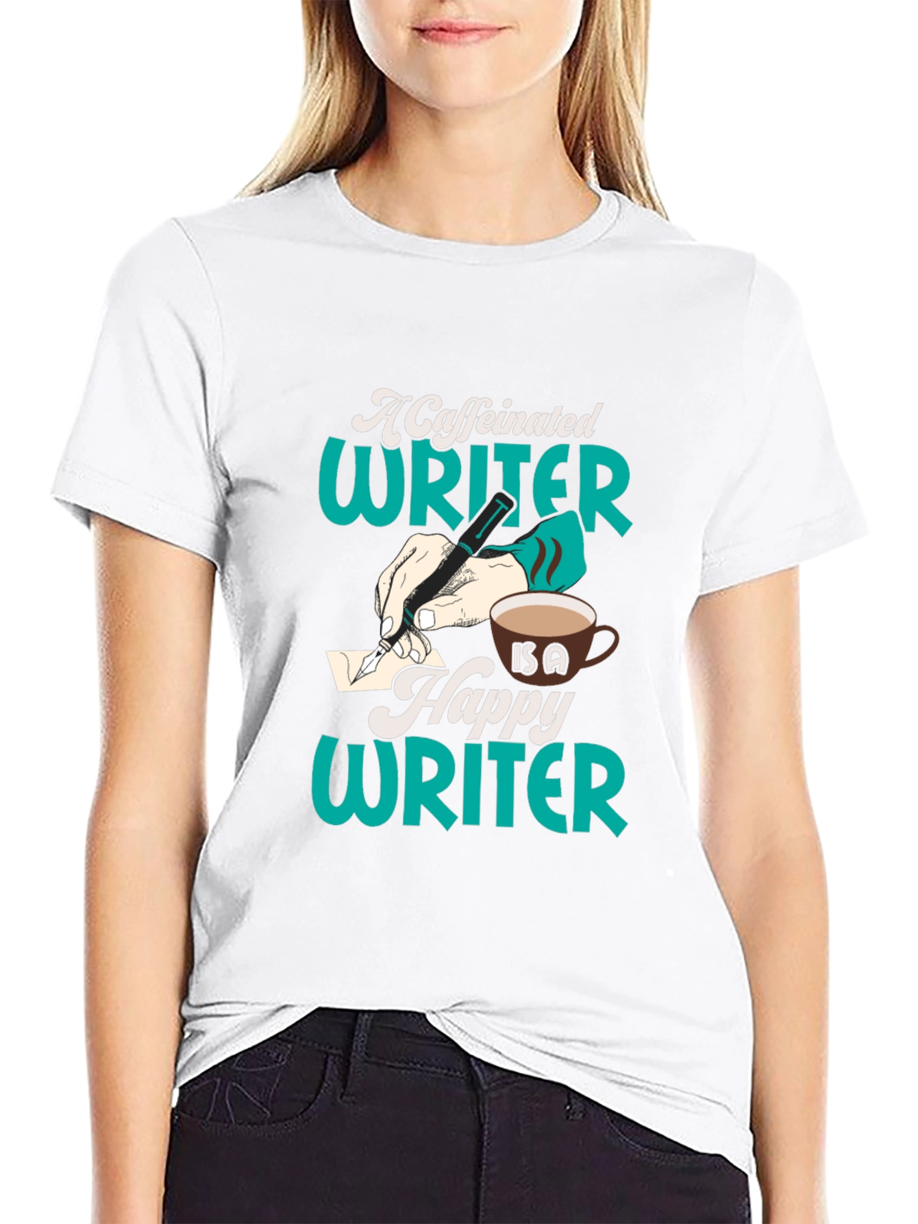 Caffeinated Writer Graphic Tee - Black