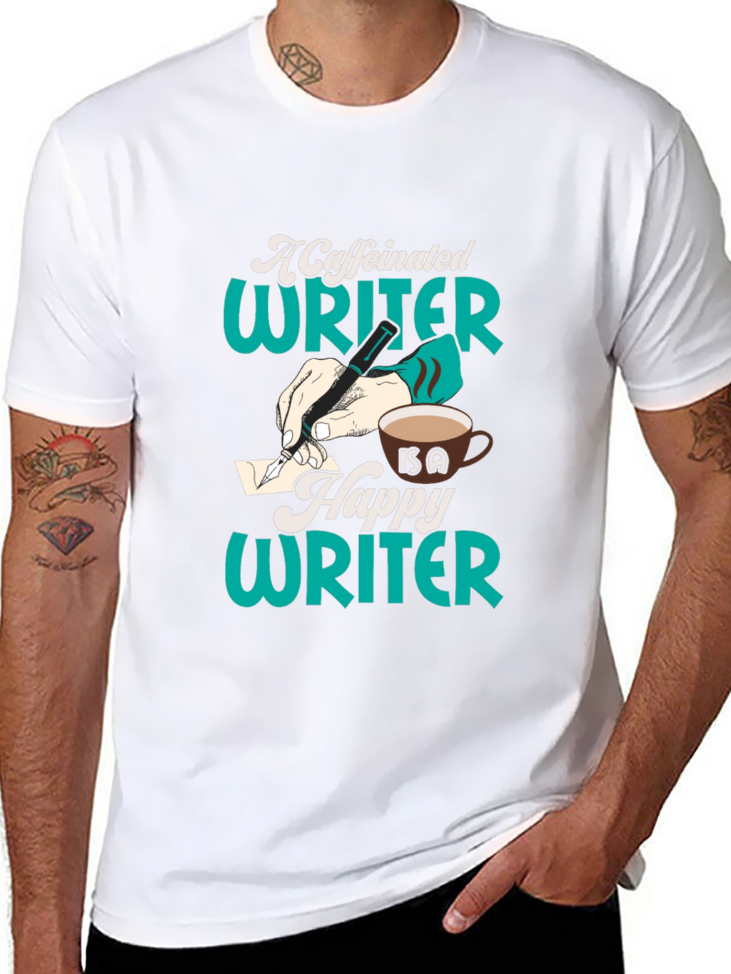 Caffeinated Writer Graphic Tee - Black