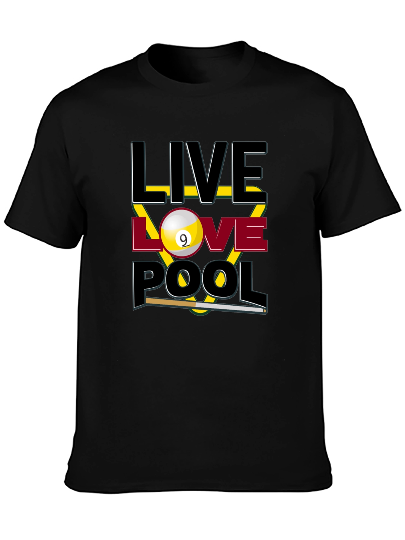 Live Love Pool Graphic T-Shirt - Billiards Player Tee