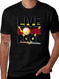 Live Love Pool Graphic T-Shirt - Billiards Player Tee