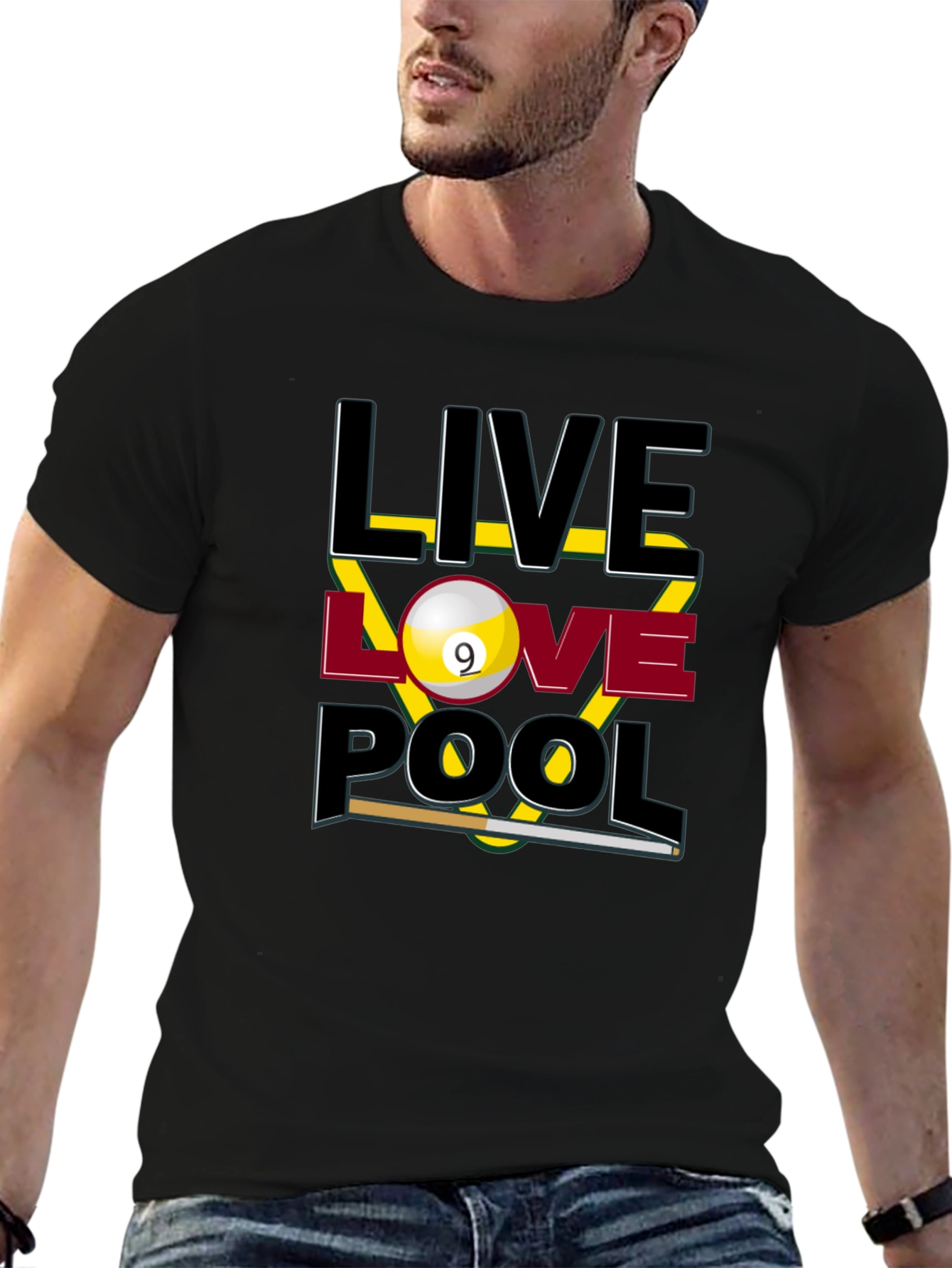 Live Love Pool Graphic T-Shirt - Billiards Player Tee