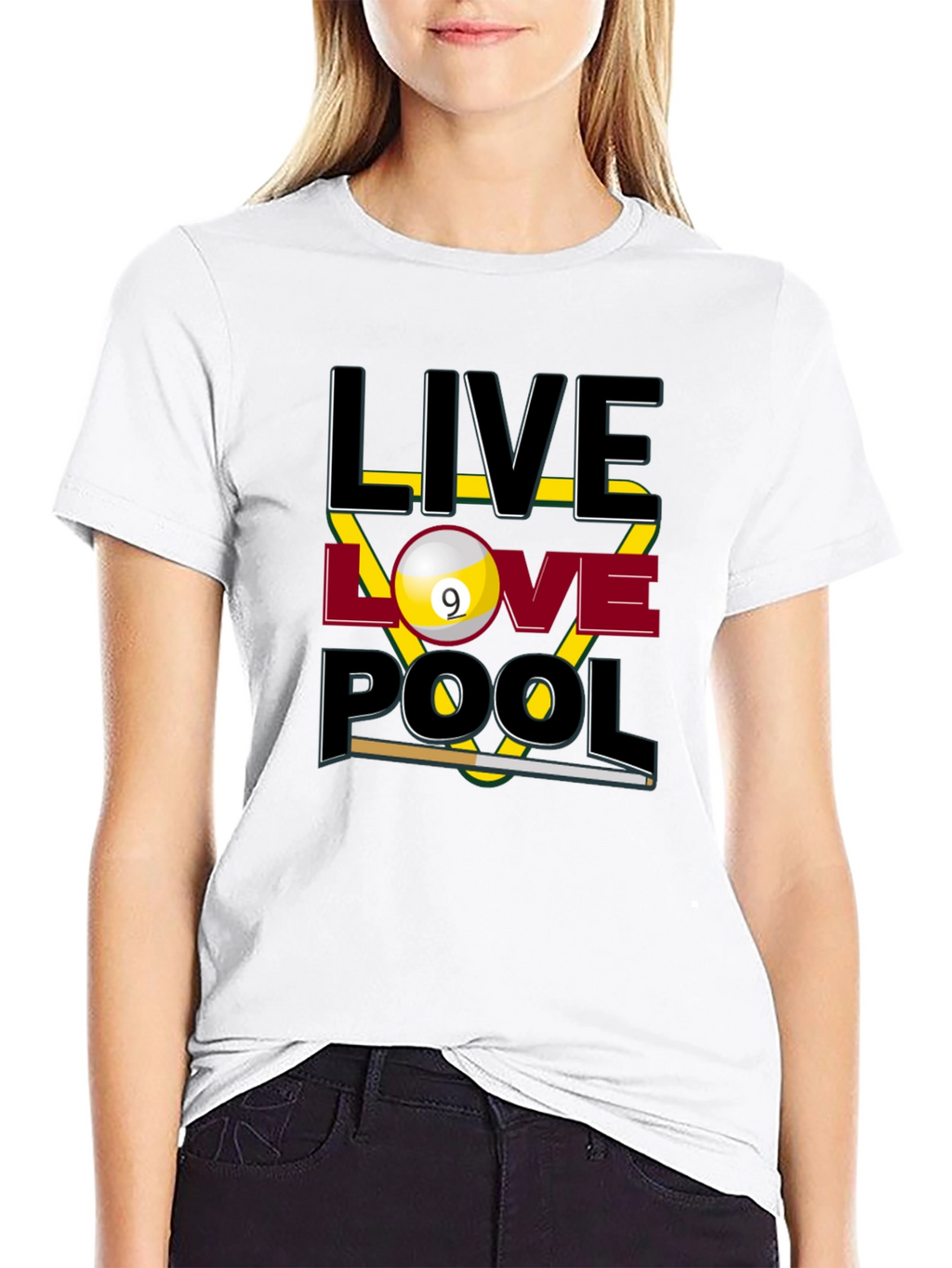 Live Love Pool Graphic T-Shirt - Billiards Player Tee