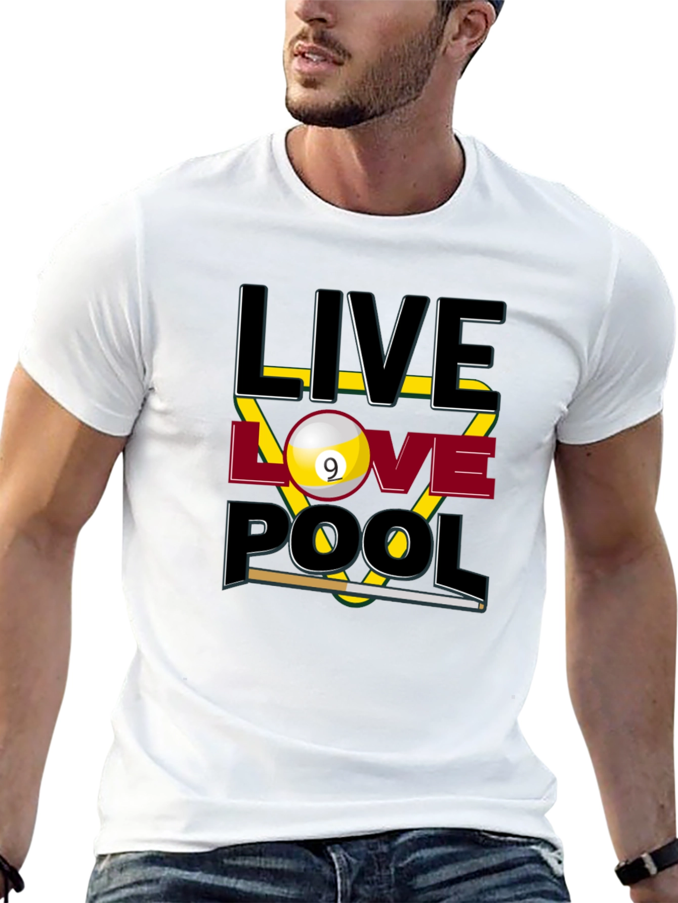 Live Love Pool Graphic T-Shirt - Billiards Player Tee
