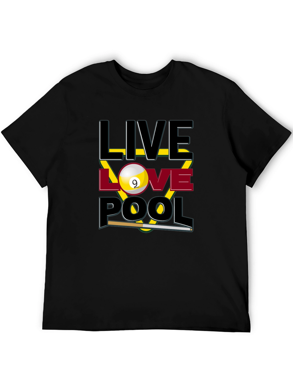 Live Love Pool Graphic T-Shirt - Billiards Player Tee
