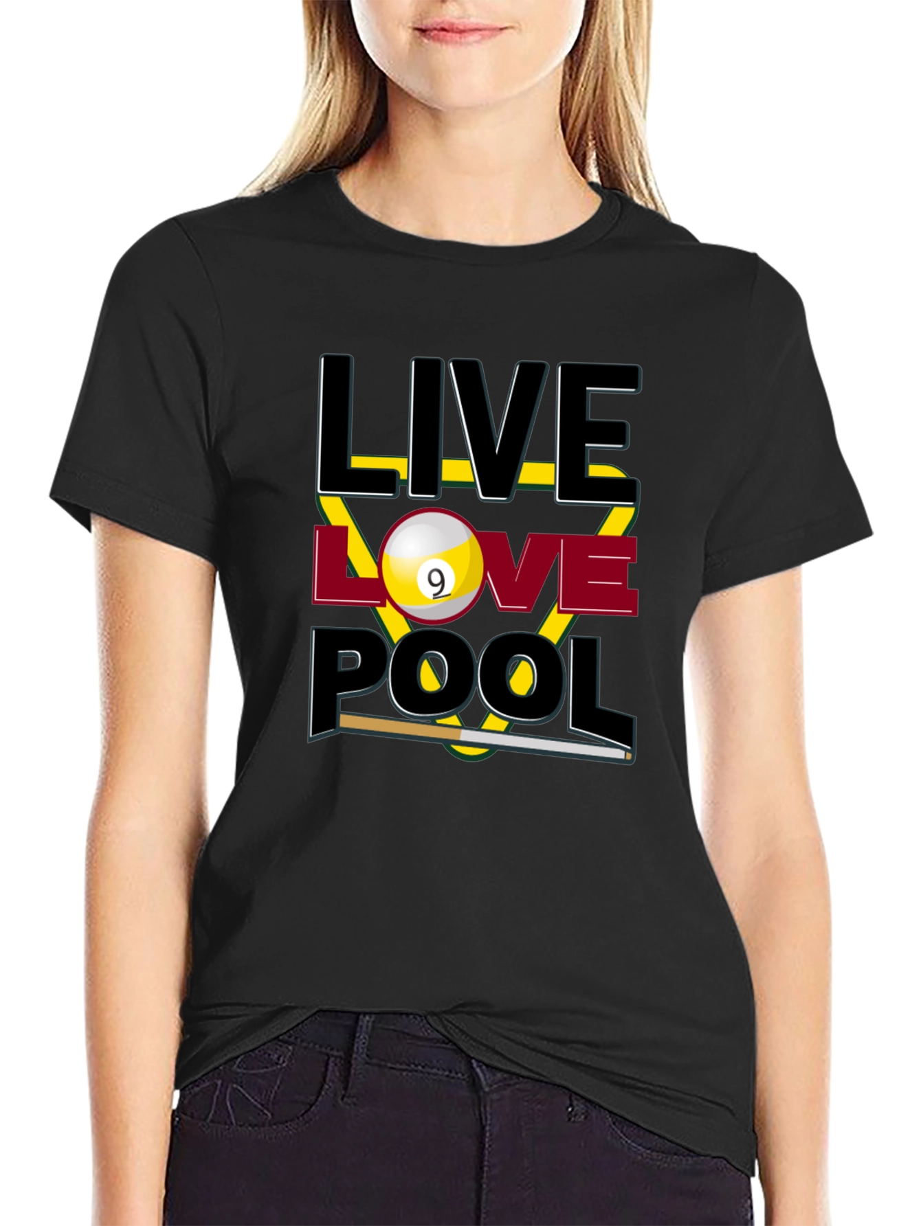 Live Love Pool Graphic T-Shirt - Billiards Player Tee