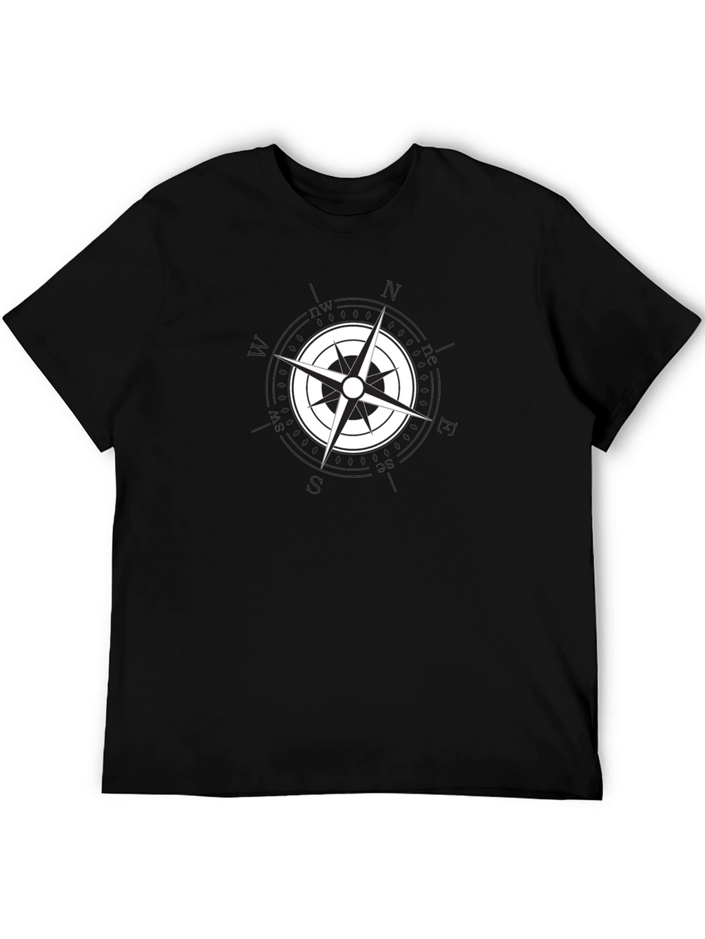 Nautical Compass Rose Graphic Black T-Shirt