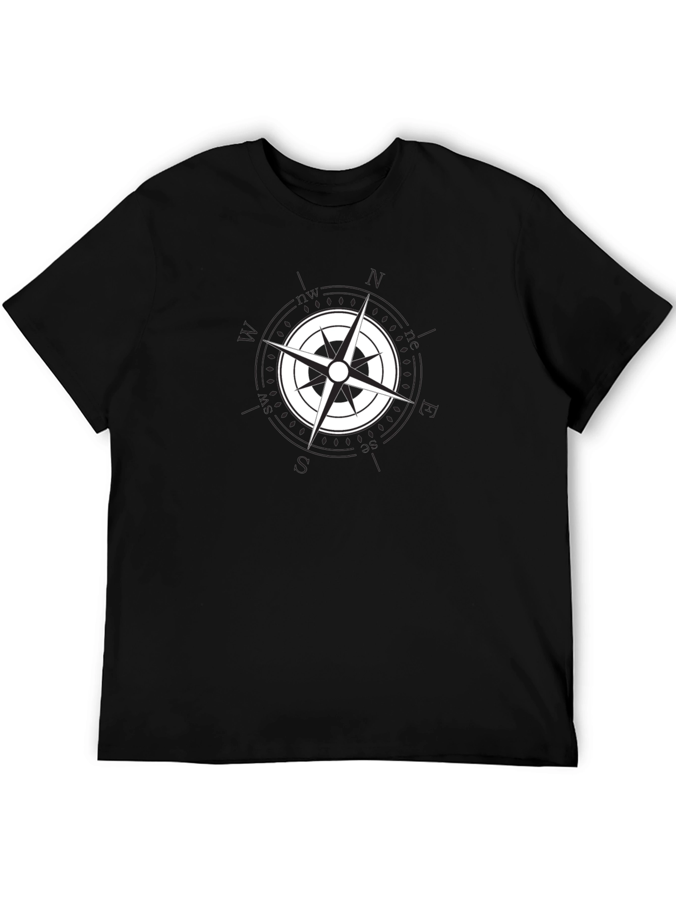 Nautical Compass Rose Graphic Black T-Shirt
