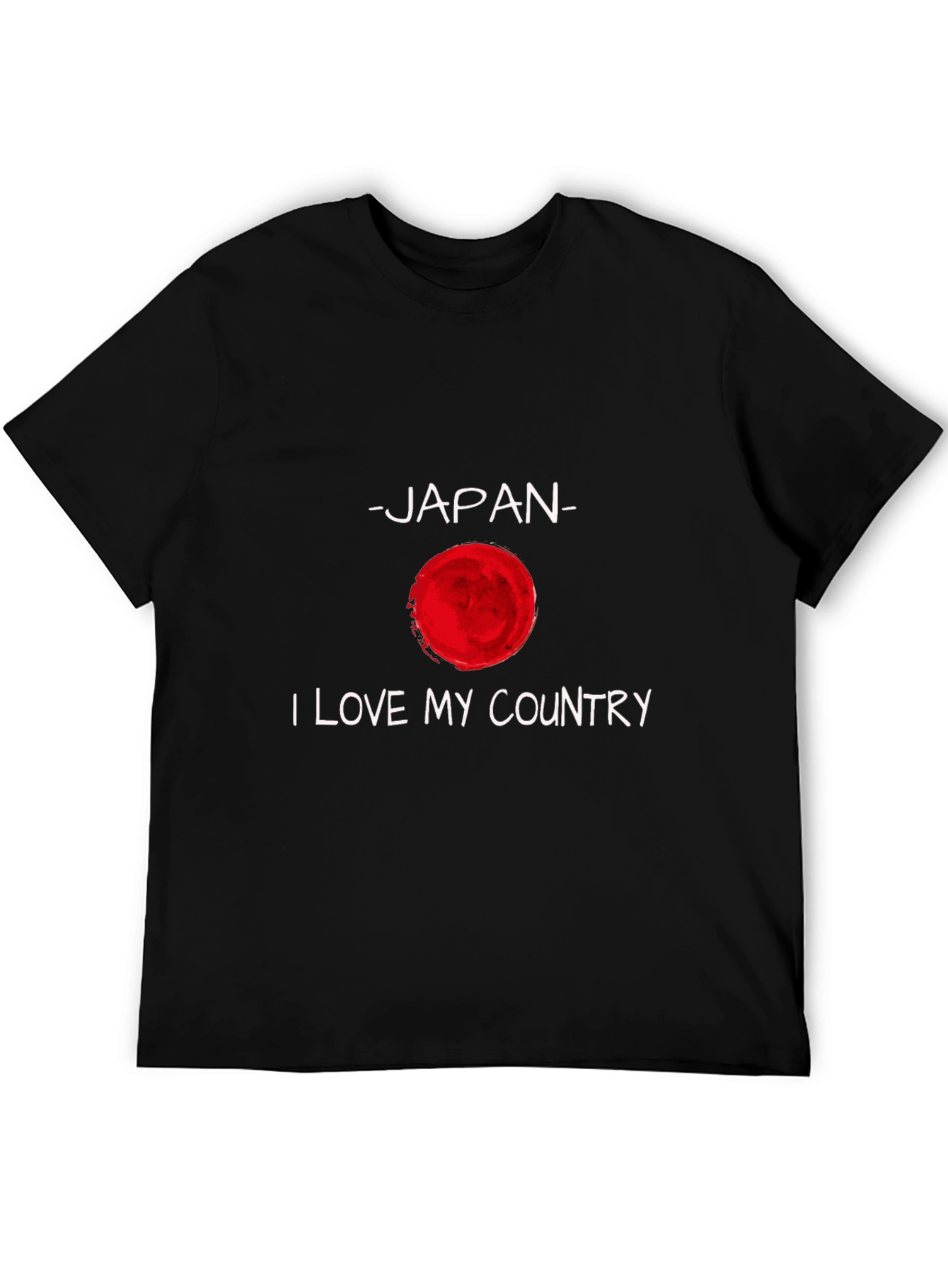 Japan Flag T-Shirt - I Love My Country Black Tee
