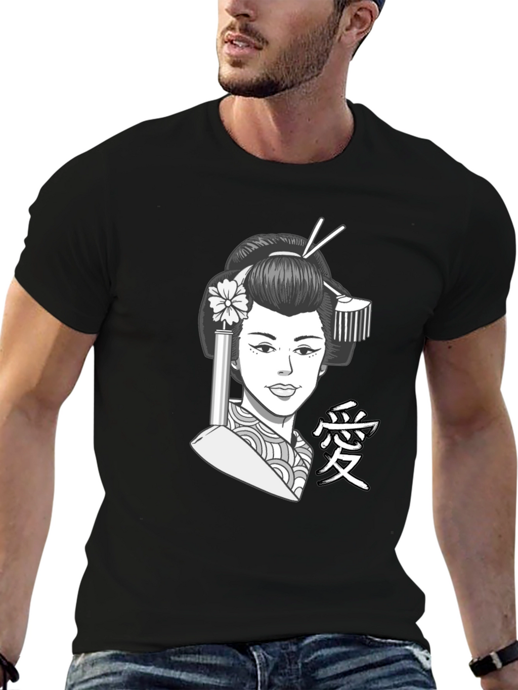 Geisha Graphic Tee - Black T-Shirt