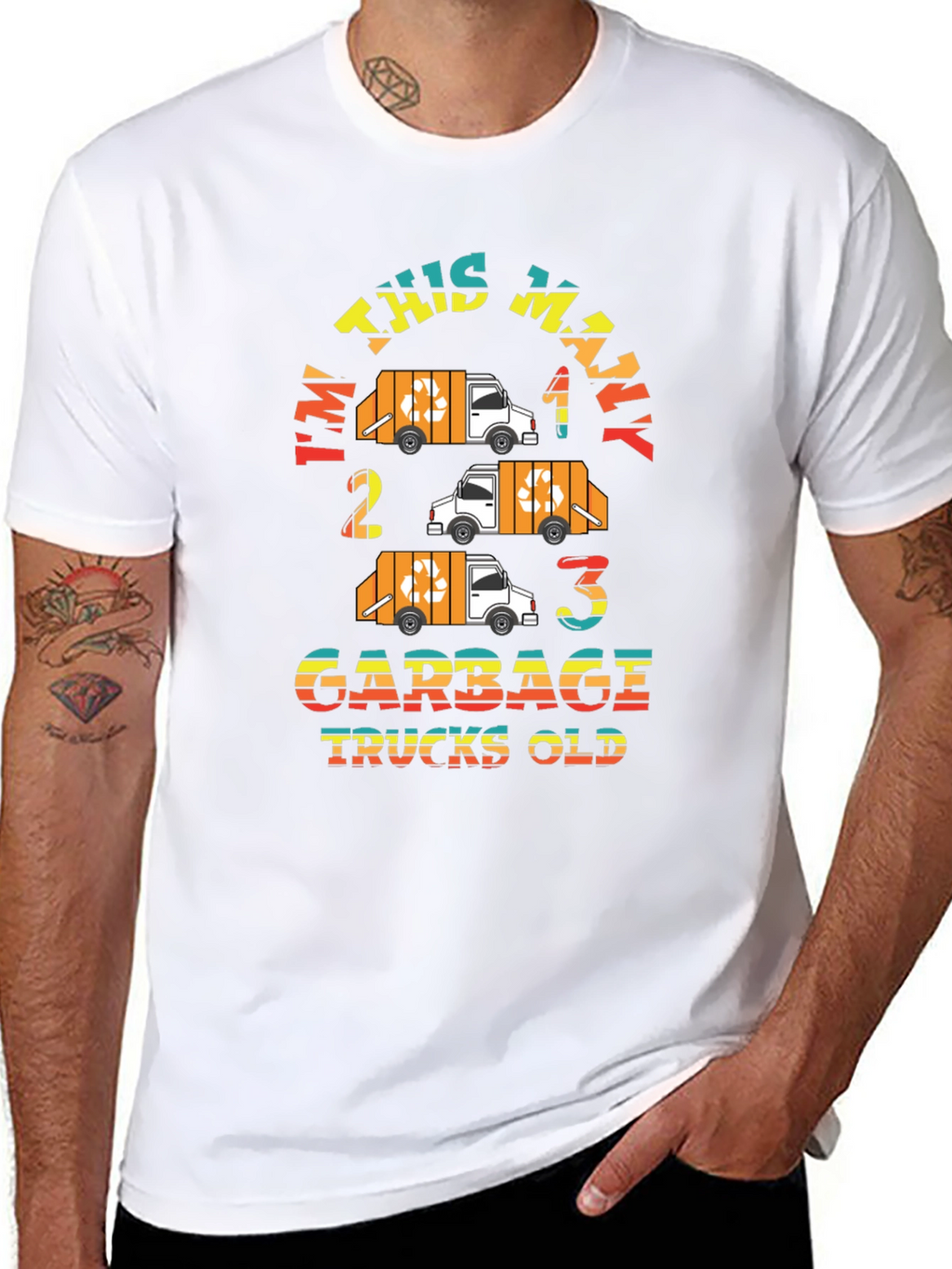 Im This Many Garbage Trucks Old Black Graphic Tee
