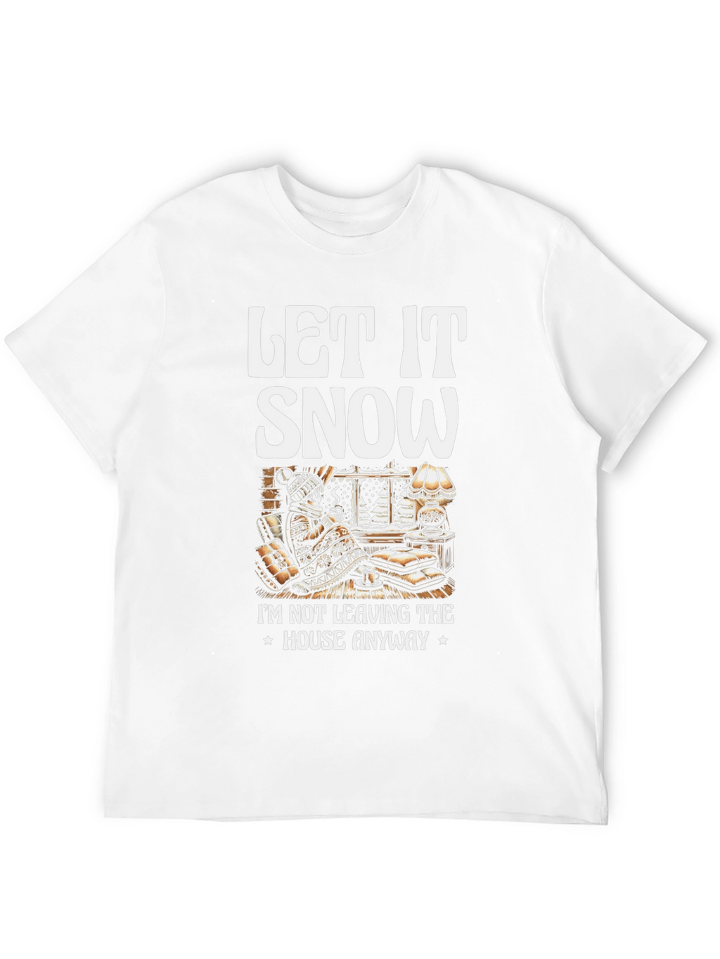 Let It Snow T-Shirt Winter Cozy Cabin Black Tee