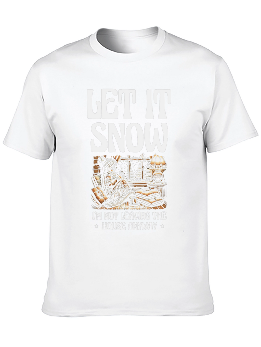 Let It Snow T-Shirt Winter Cozy Cabin Black Tee