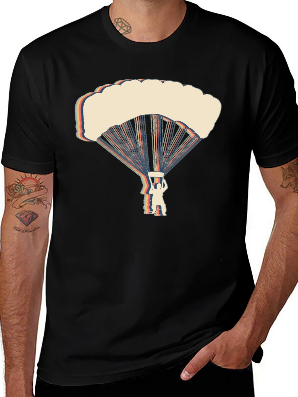 Retro Parachute Graphic T-Shirt - Skydiving Tee