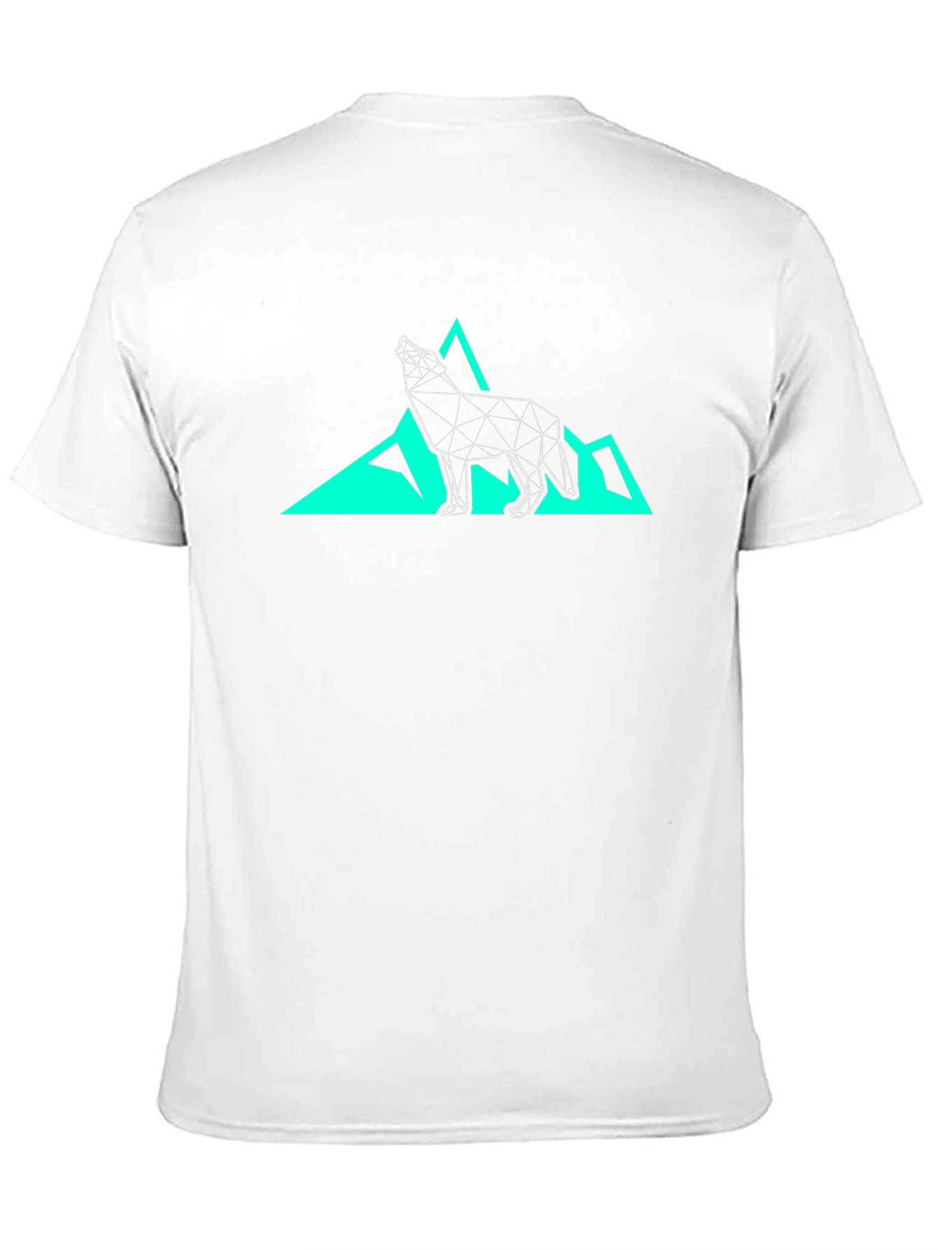 Geometric Wolf & Mountain Graphic Tee - Black