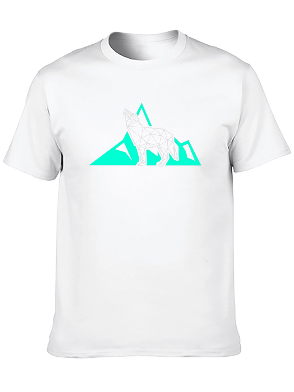 Geometric Wolf & Mountain Graphic Tee - Black
