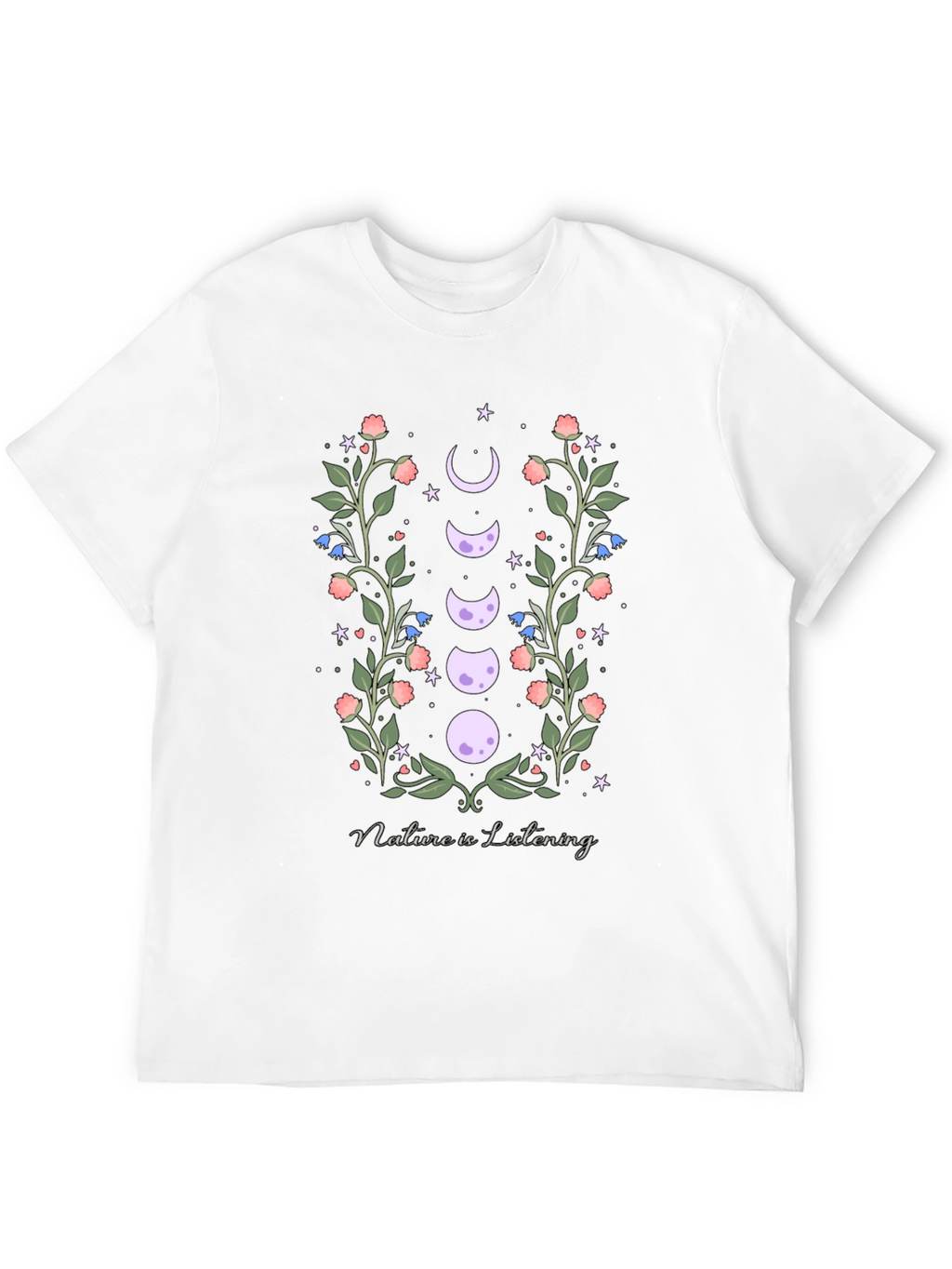 Natures Embrace T-Shirt - Moon Phase Floral Design
