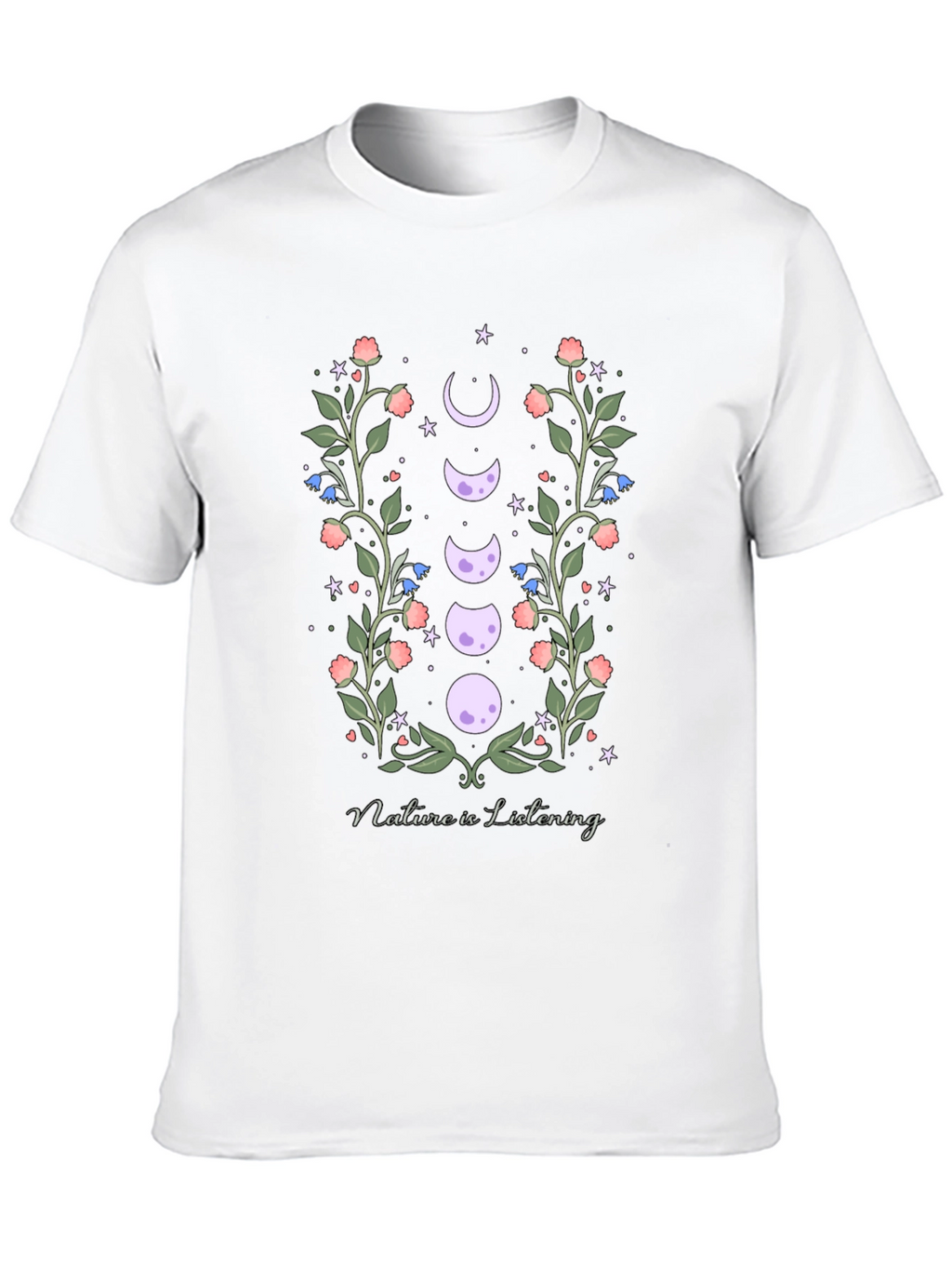 Natures Embrace T-Shirt - Moon Phase Floral Design