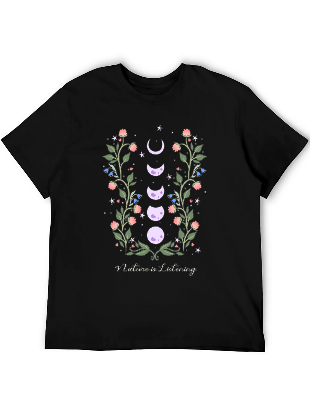 Natures Embrace T-Shirt - Moon Phase Floral Design