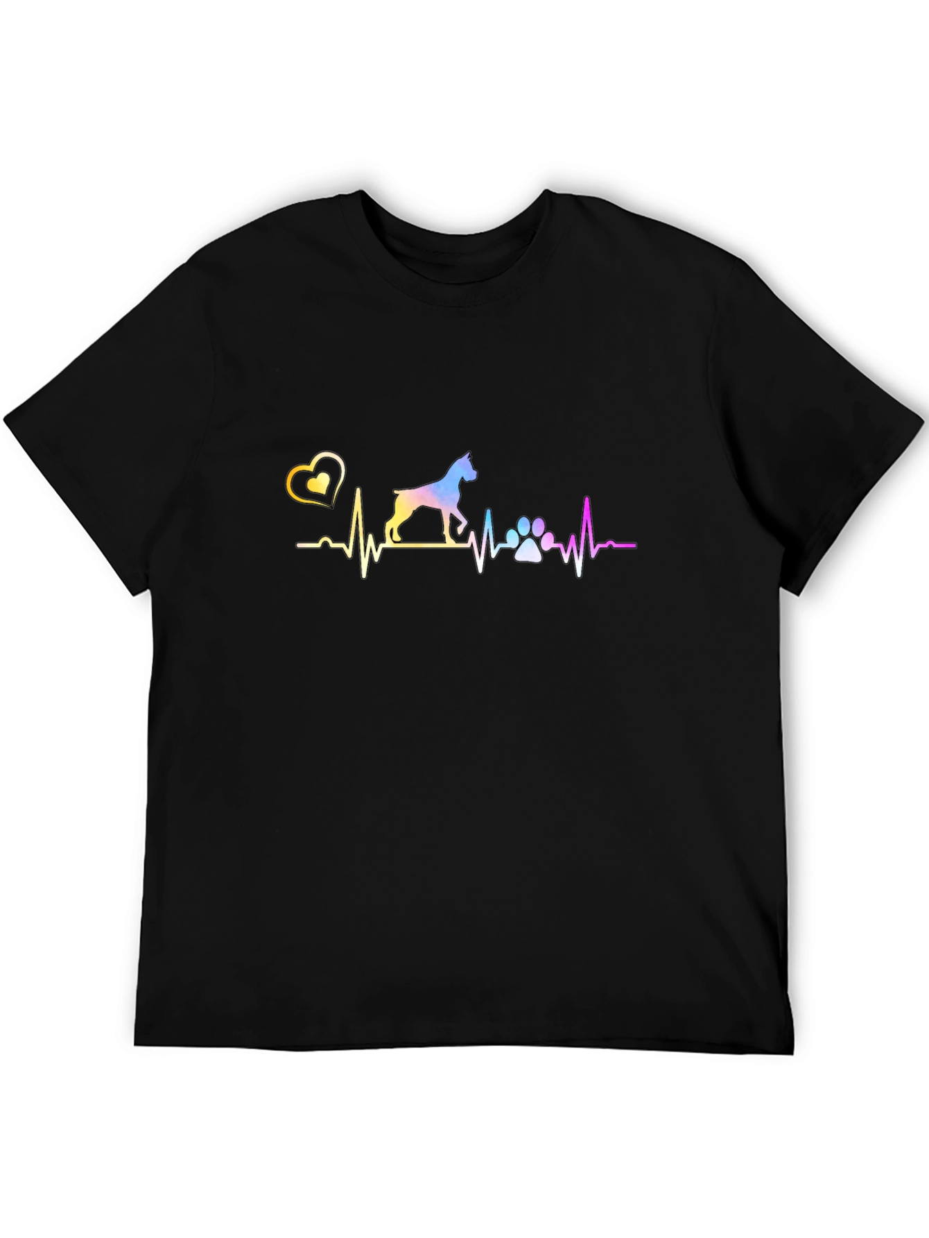 Dog Heartbeat Graphic Tee - Mens Black T-Shirt