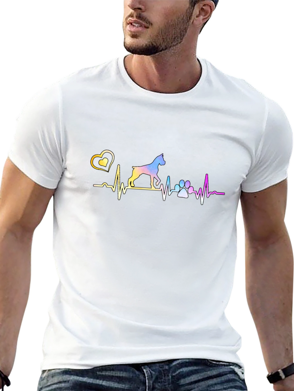 Dog Heartbeat Graphic Tee - Mens Black T-Shirt