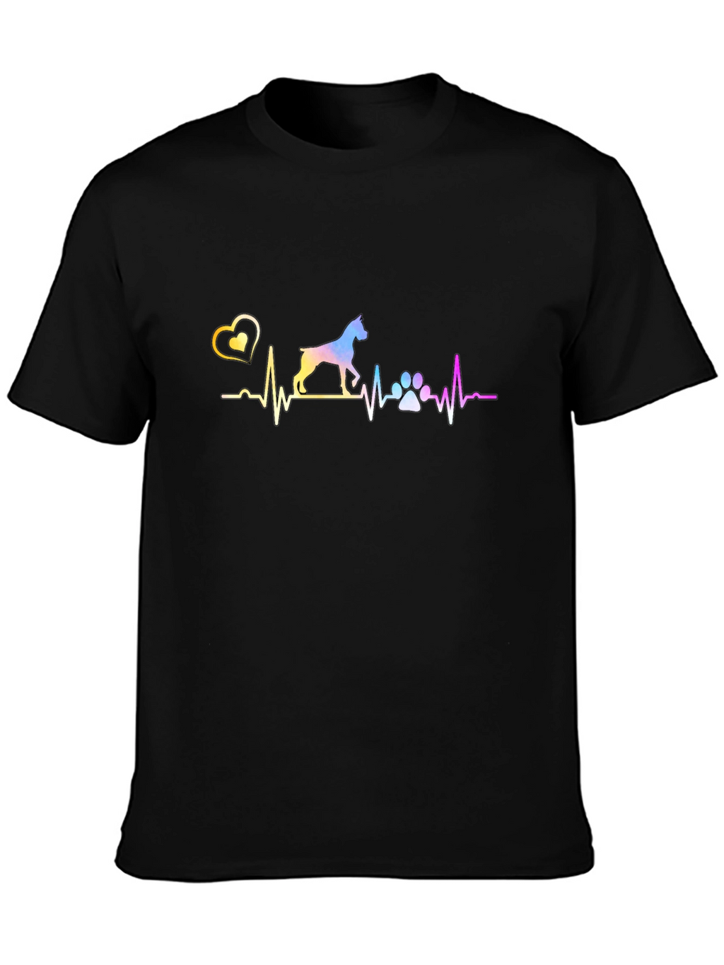 Dog Heartbeat Graphic Tee - Mens Black T-Shirt