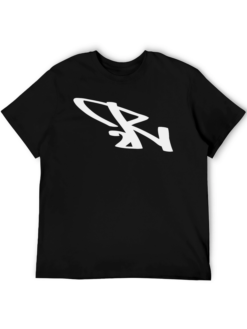 Stylish Black T-Shirt with White Abstract Logo