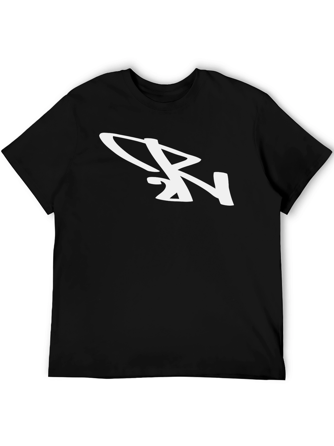 Stylish Black T-Shirt with White Abstract Logo