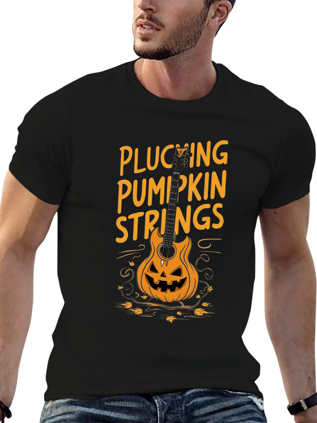 Plucking Pumpkin Strings Halloween T-Shirt
