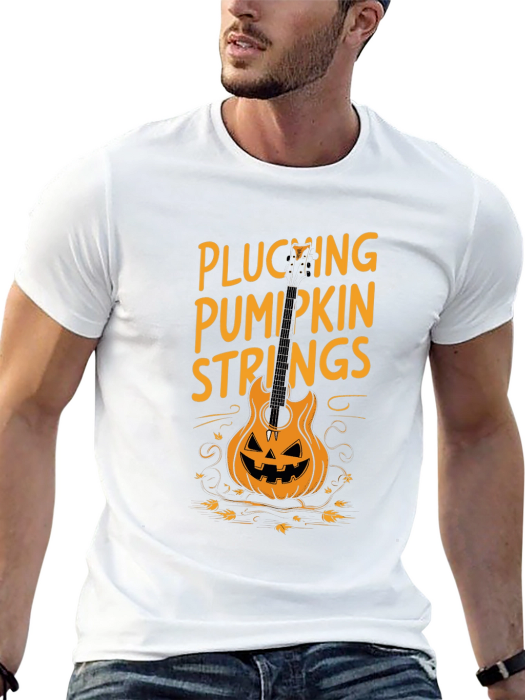 Plucking Pumpkin Strings Halloween T-Shirt