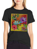 Floral Islas Canarias Black T-Shirt