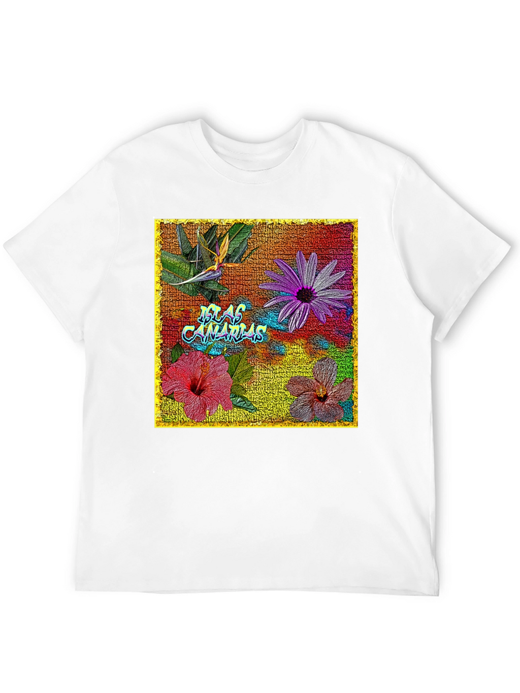 Floral Islas Canarias Black T-Shirt