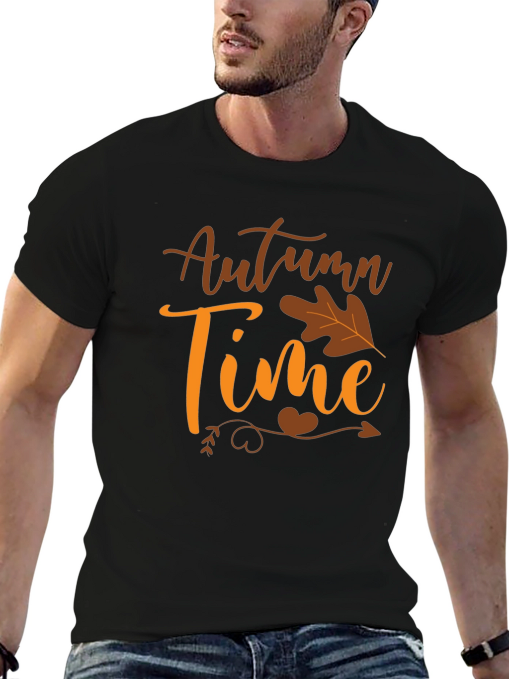 Autumn Time Black Graphic Tee